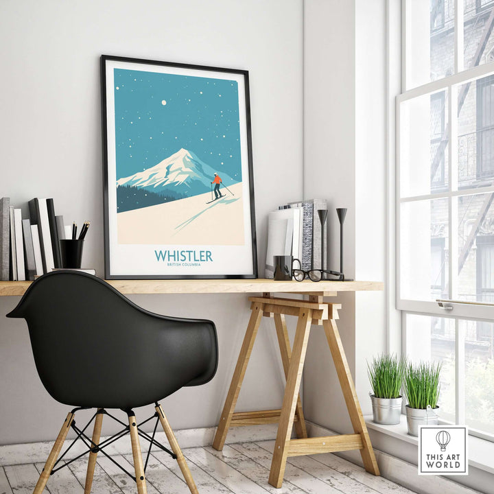 Whistler Wall Art Print showcasing vibrant snowy slopes of British Columbia, perfect for ski lovers and home decor.