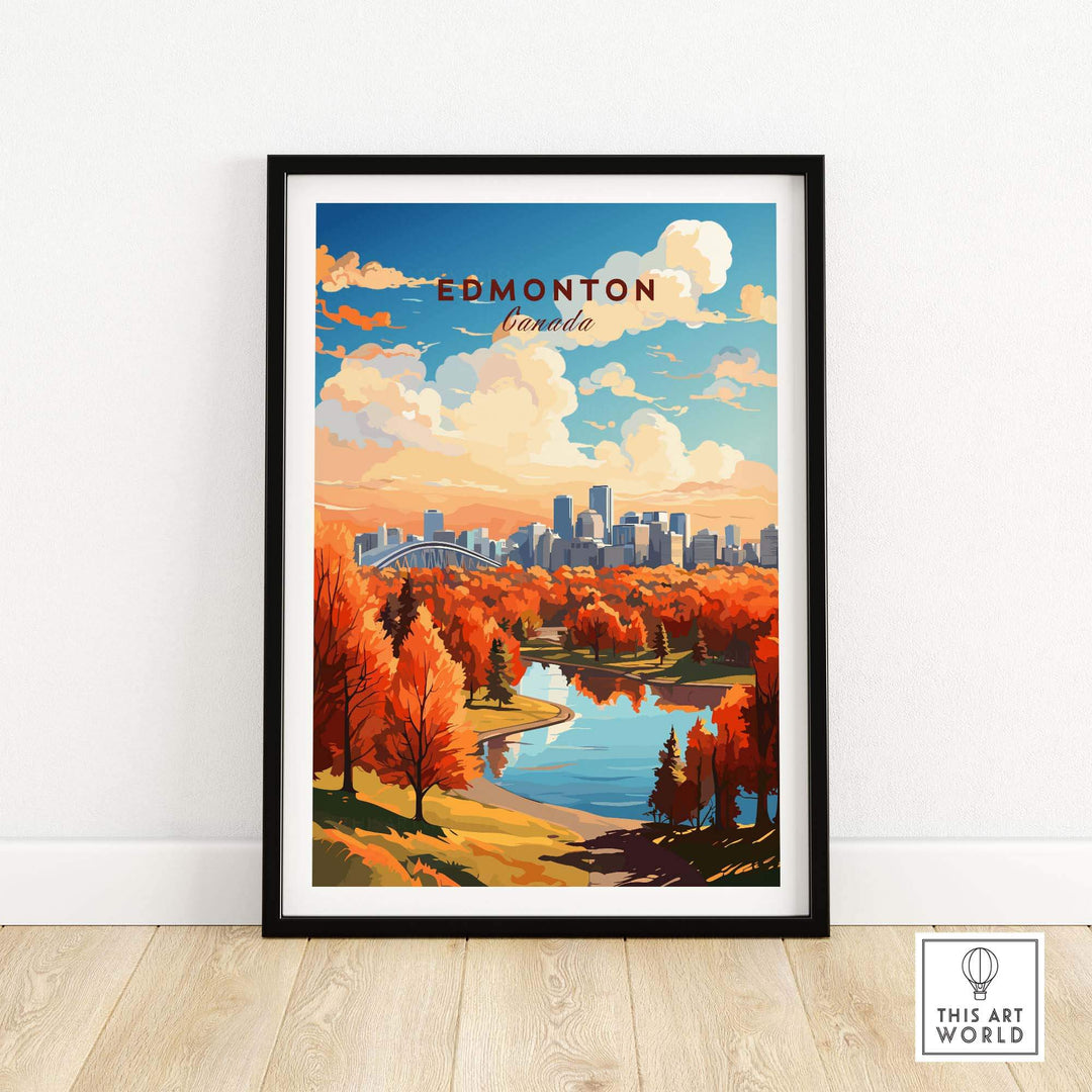 Edmonton Poster showing the Edmonton Skyline in Autumn - Exclusive to ThisArtWorld