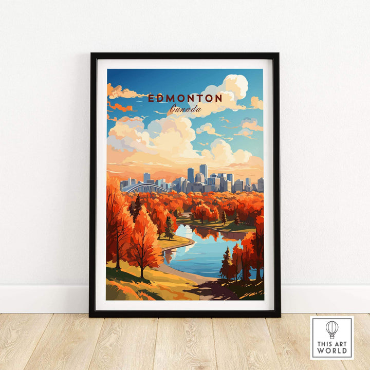 Edmonton Poster showing the Edmonton Skyline in Autumn - Exclusive to ThisArtWorld
