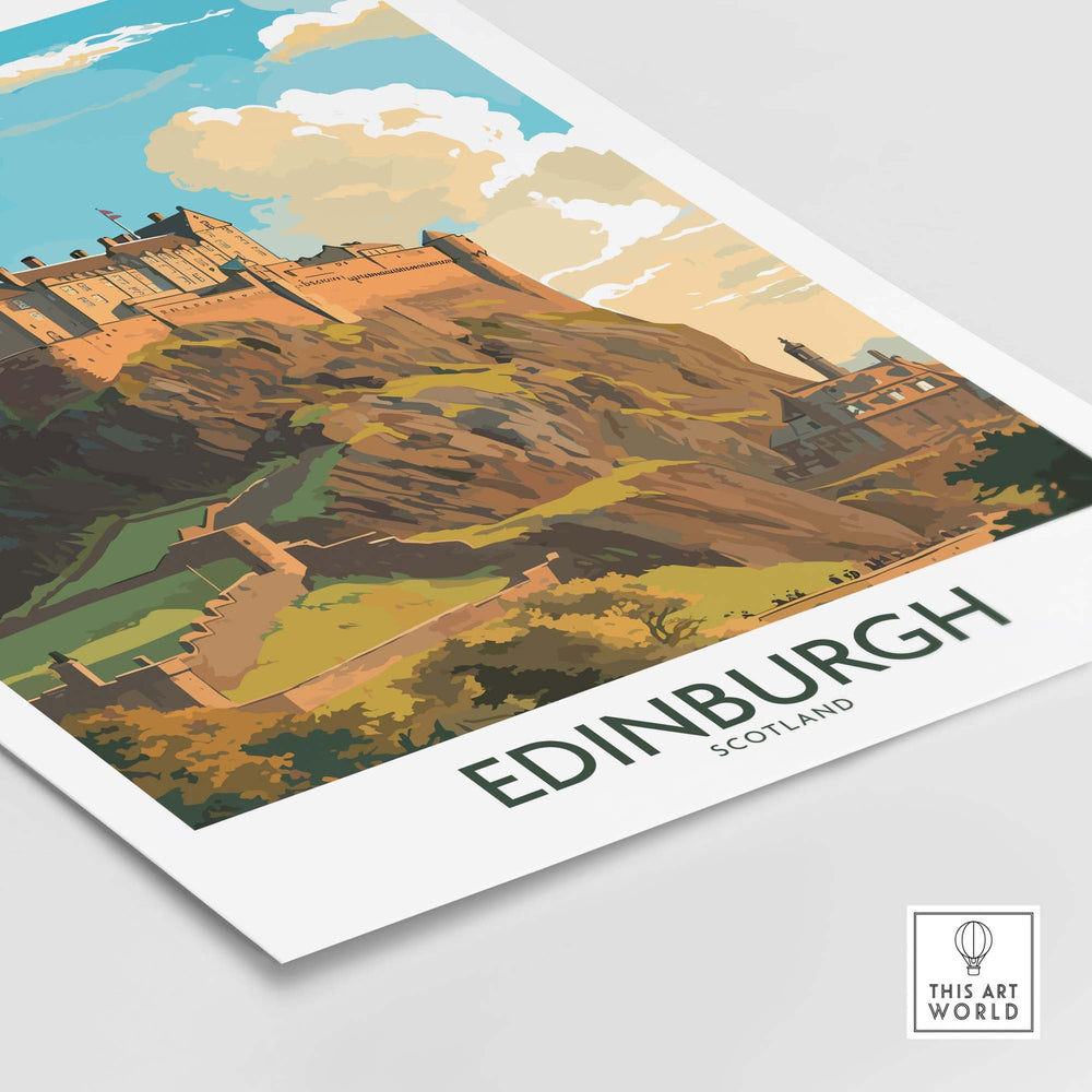 Edinburgh Print featuring Edinburgh Castle, a modern art piece capturing the beauty of Scotland.