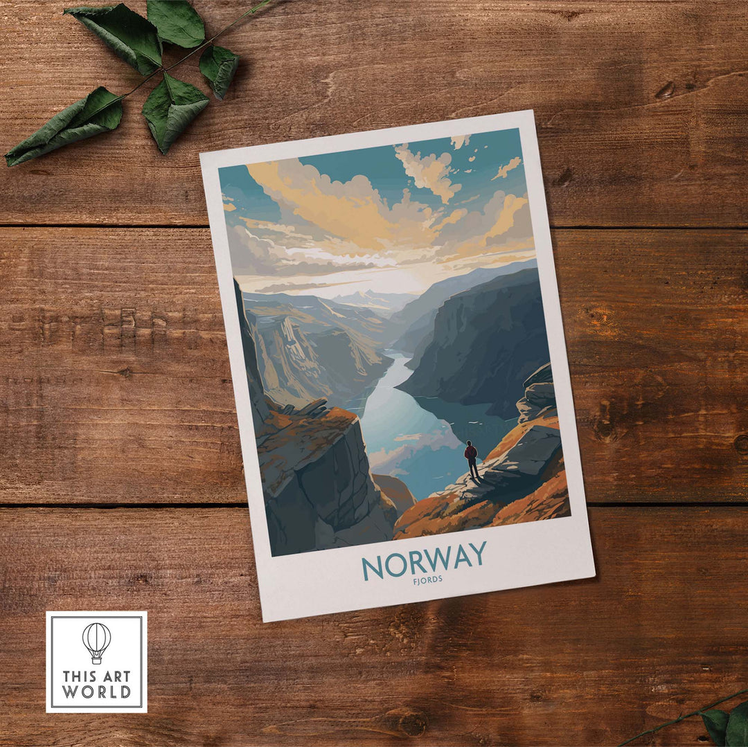 Stunning Norway Fjord wall art print showcasing majestic landscapes and vibrant colors for modern home decor.