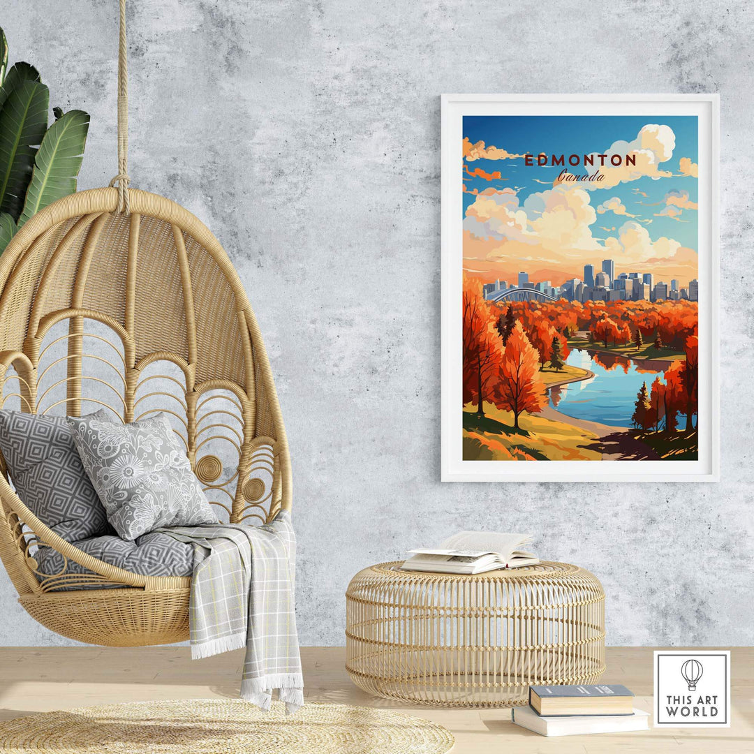 Edmonton Poster showing the Edmonton Skyline in Autumn - Exclusive to ThisArtWorld