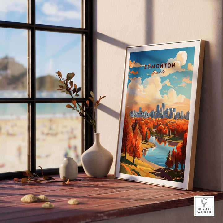 Edmonton Poster showing the Edmonton Skyline in Autumn - Exclusive to ThisArtWorld
