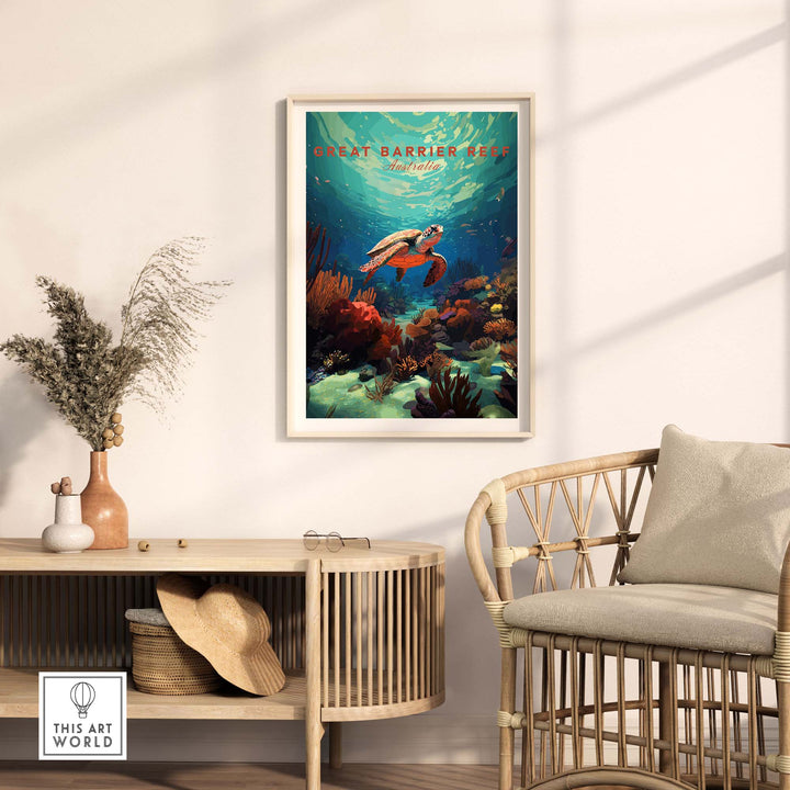 Great Barrier Reef Poster with Turtle