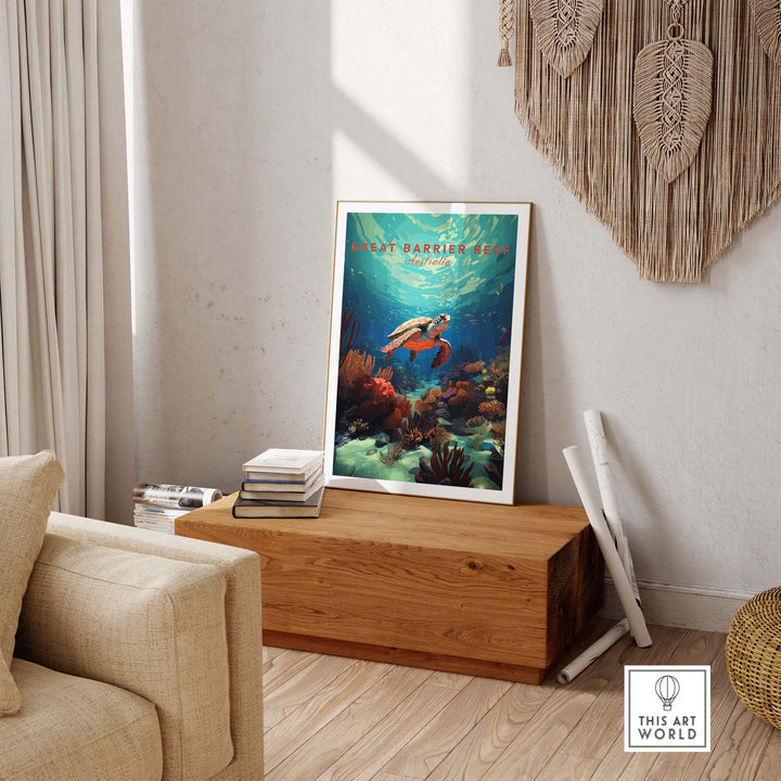 Great Barrier Reef Poster with Turtle
