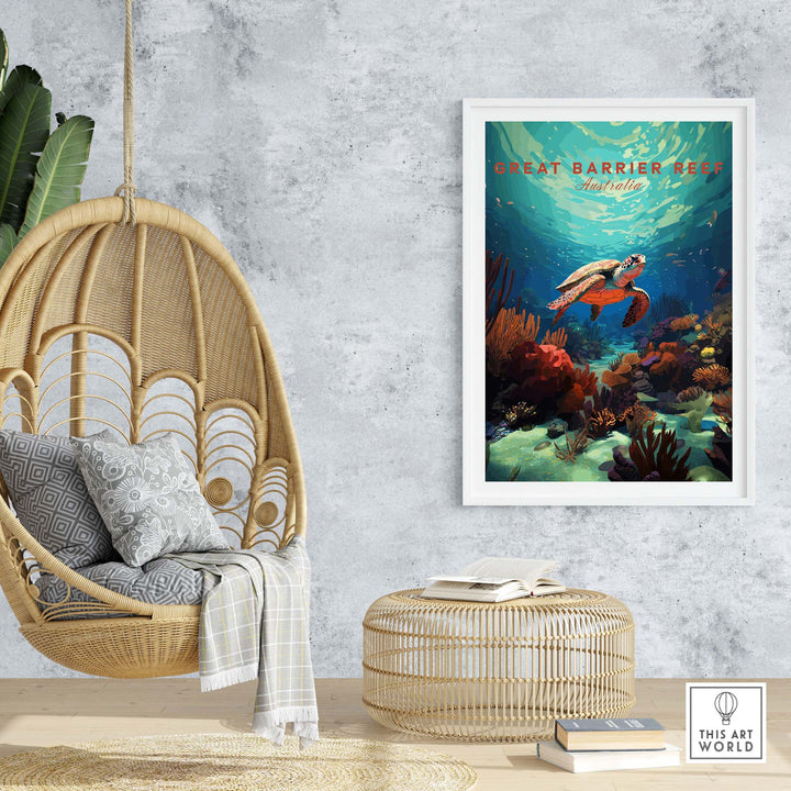 Great Barrier Reef Poster with Turtle