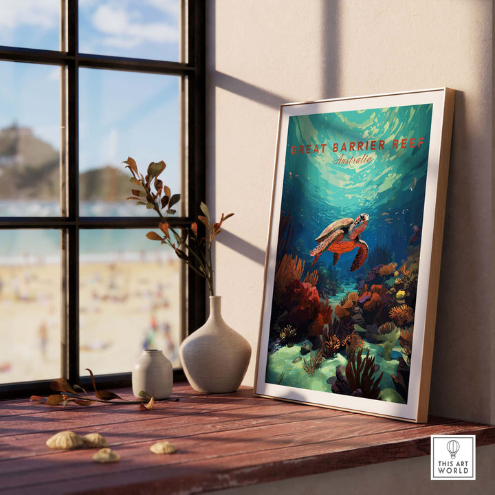 Great Barrier Reef Poster with Turtle