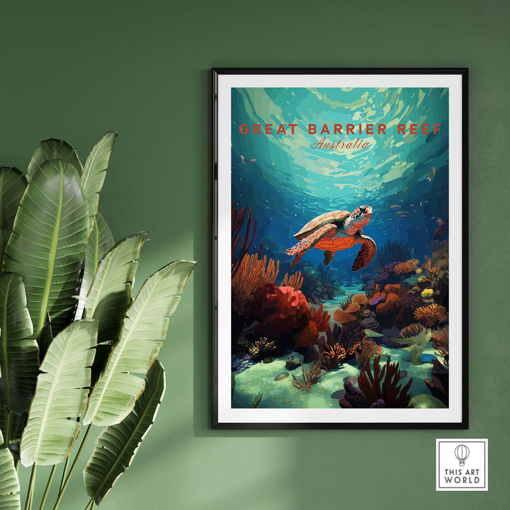 Great Barrier Reef Poster with Turtle