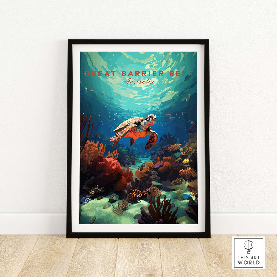 Great Barrier Reef Poster with Turtle