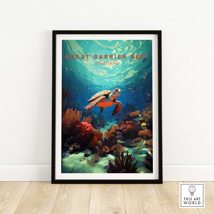 Great Barrier Reef Poster with Turtle