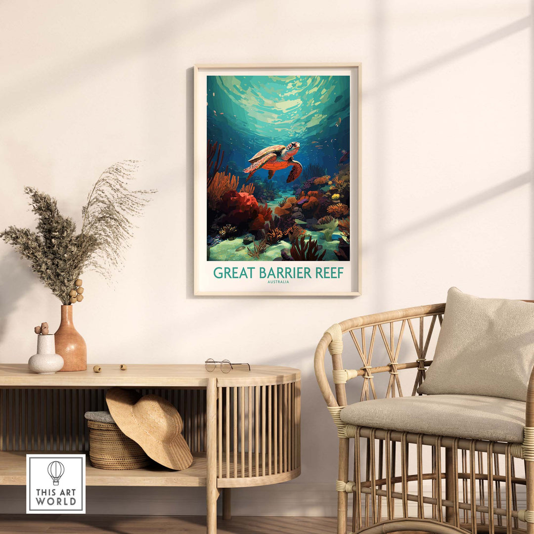 Great Barrier Reef Wall Art with Turtle