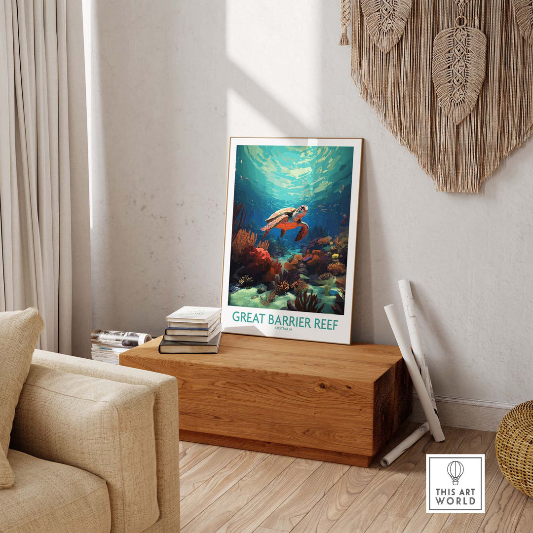 Great Barrier Reef Wall Art with Turtle