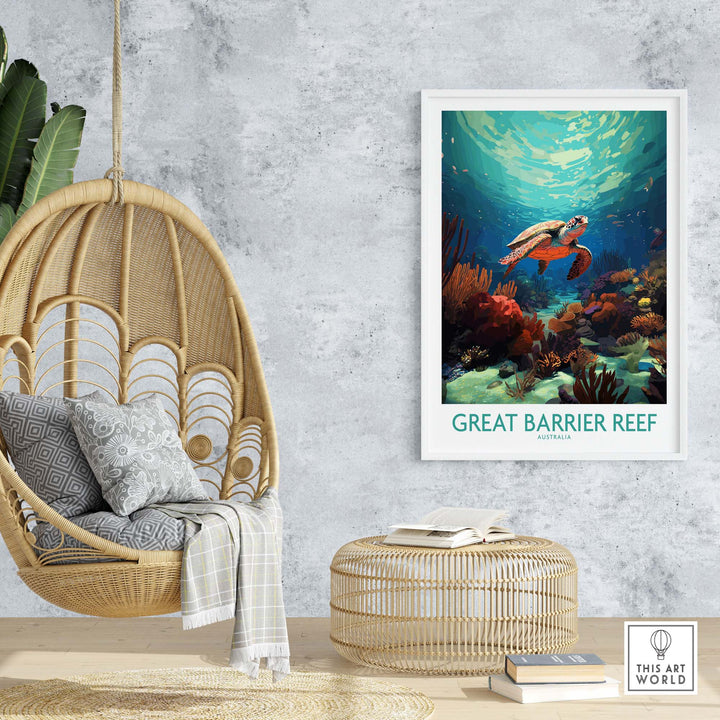 Great Barrier Reef Wall Art with Turtle
