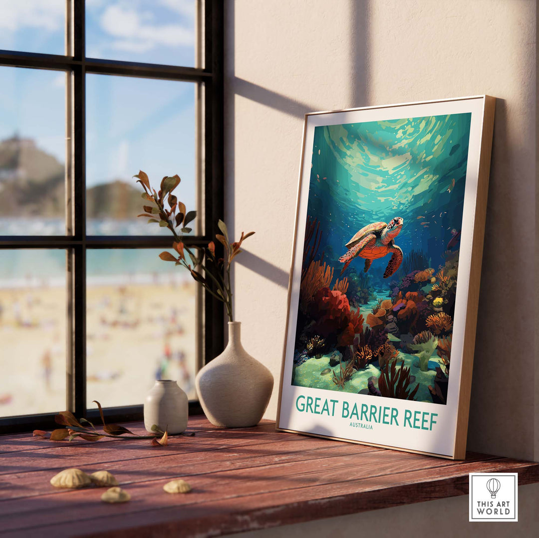 Great Barrier Reef Wall Art with Turtle