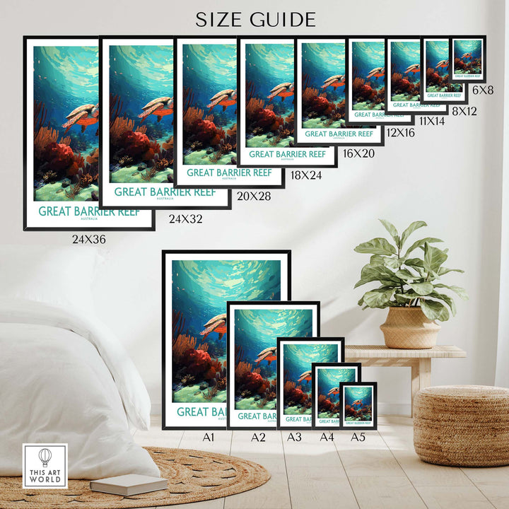Great Barrier Reef Wall Art with Turtle