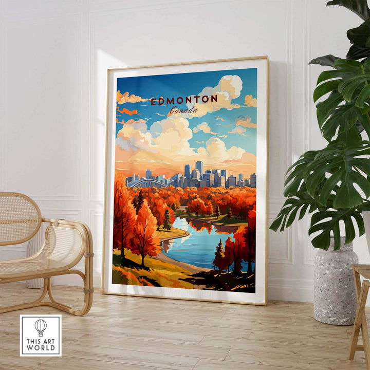 Edmonton Poster showing the Edmonton Skyline in Autumn - Exclusive to ThisArtWorld