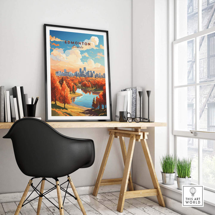 Edmonton Poster showing the Edmonton Skyline in Autumn - Exclusive to ThisArtWorld