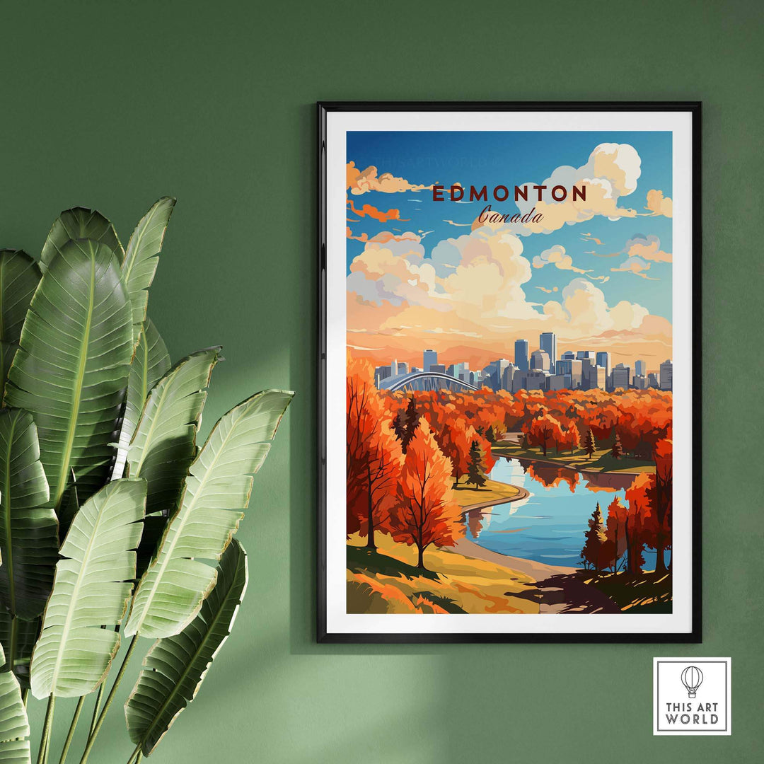 Edmonton Poster showing the Edmonton Skyline in Autumn - Exclusive to ThisArtWorld