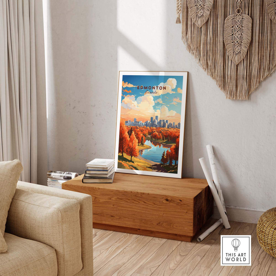 Edmonton Poster showing the Edmonton Skyline in Autumn - Exclusive to ThisArtWorld