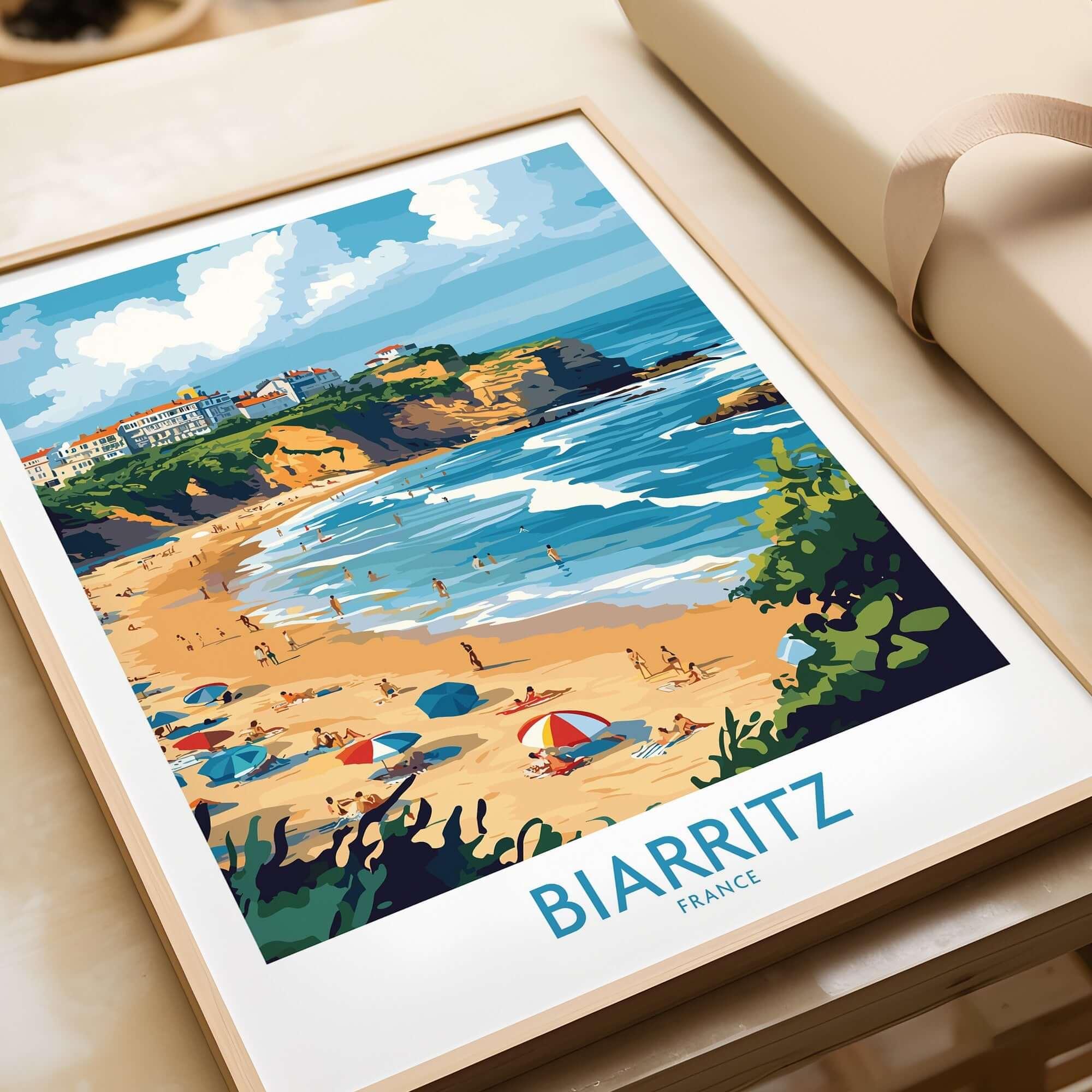 Biarritz Travel Poster - Coastal Charm Art Print – This Art World