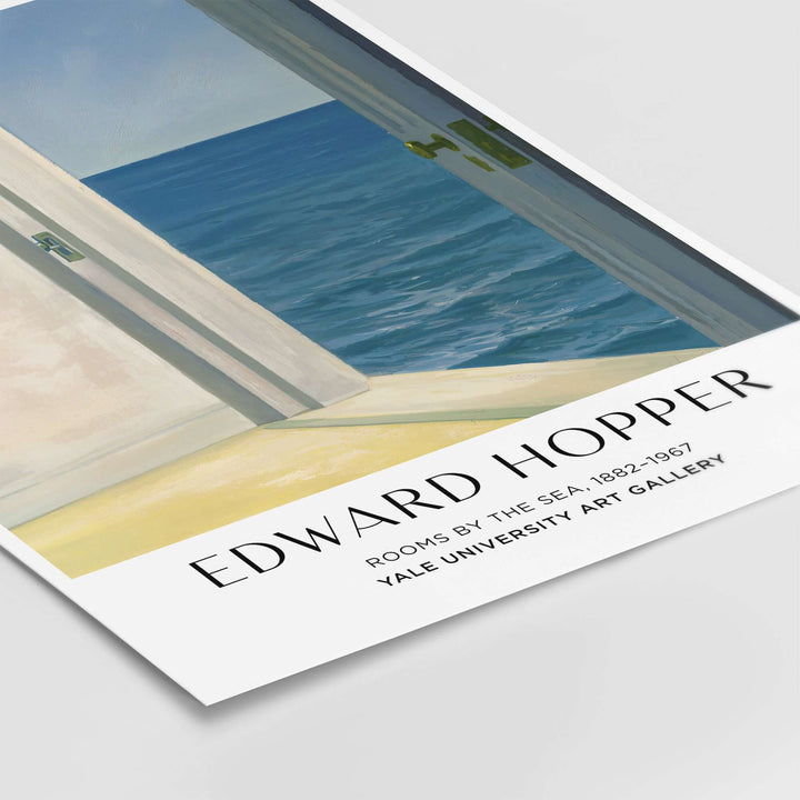 Edward Hopper Rooms by the Sea 1951 art print poster, featuring a serene view of the ocean from a sunlit room.
