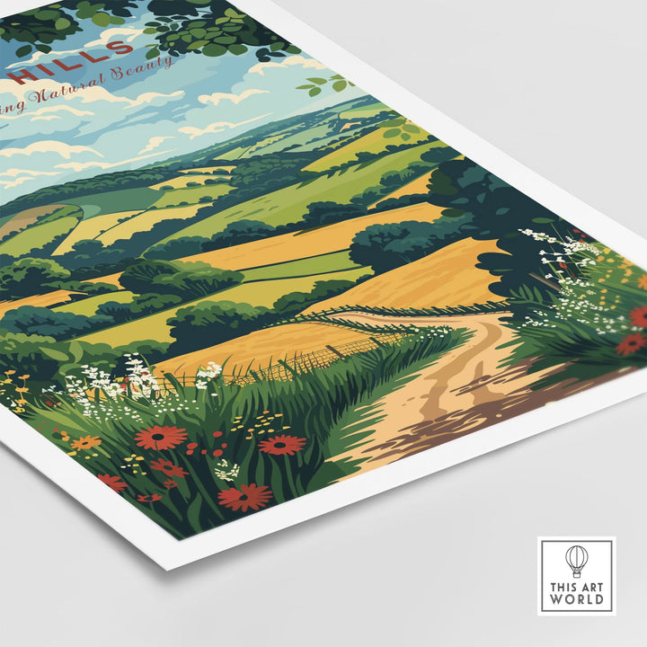 Surrey Hills Travel Print - Area of Outstanding Natural Beauty