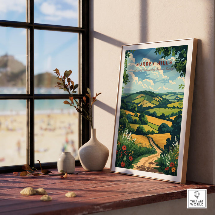 Surrey Hills Travel Print - Area of Outstanding Natural Beauty
