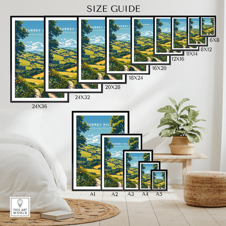 Surrey Hills Wall Art Print - United Kingdom Travel Poster