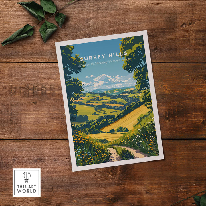 Surrey Hills Wall Art Print - United Kingdom Travel Poster