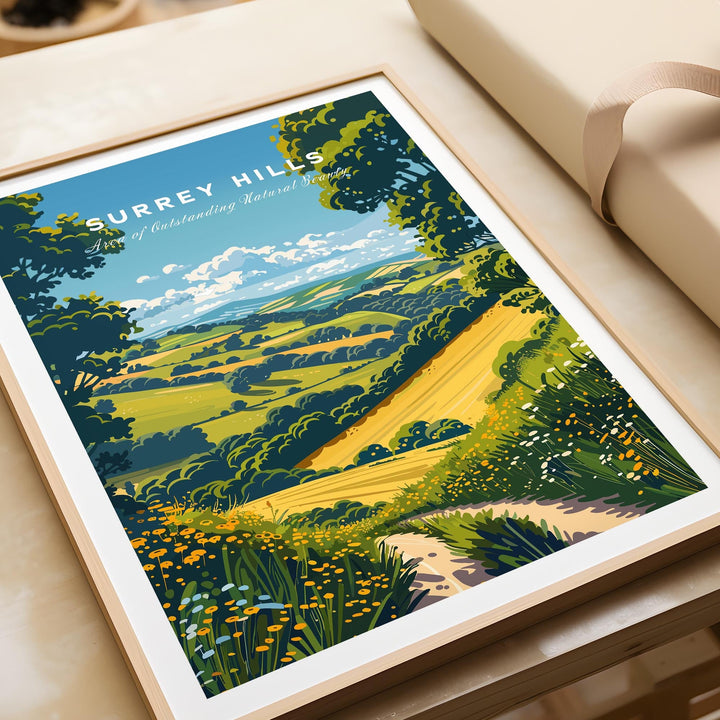 Surrey Hills Wall Art Print - United Kingdom Travel Poster