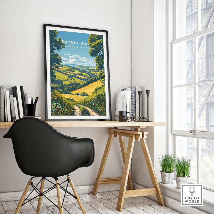 Surrey Hills Wall Art Print - United Kingdom Travel Poster