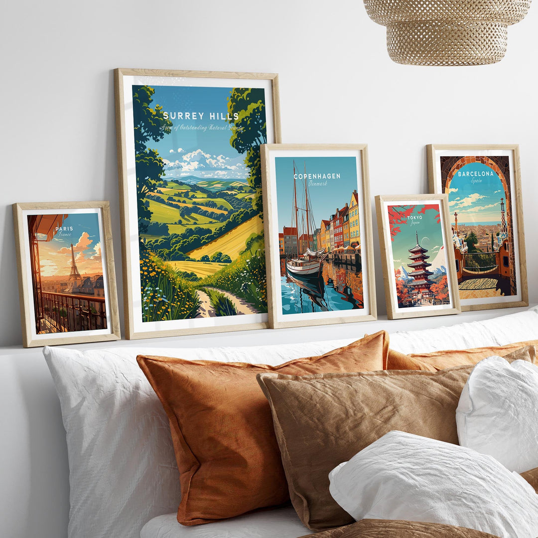 Surrey Hills Wall Art Print - United Kingdom Travel Poster