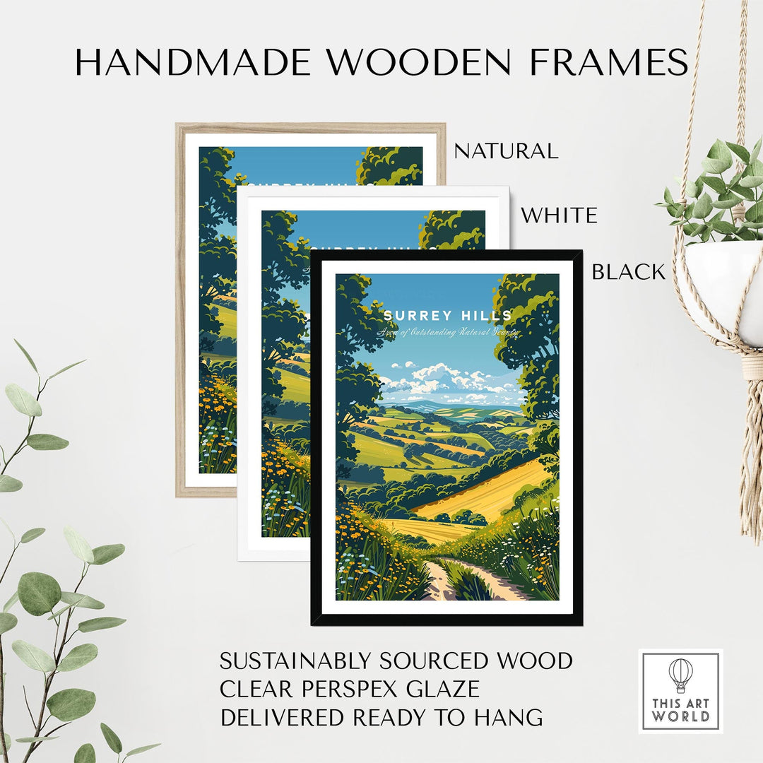 Surrey Hills Wall Art Print - United Kingdom Travel Poster