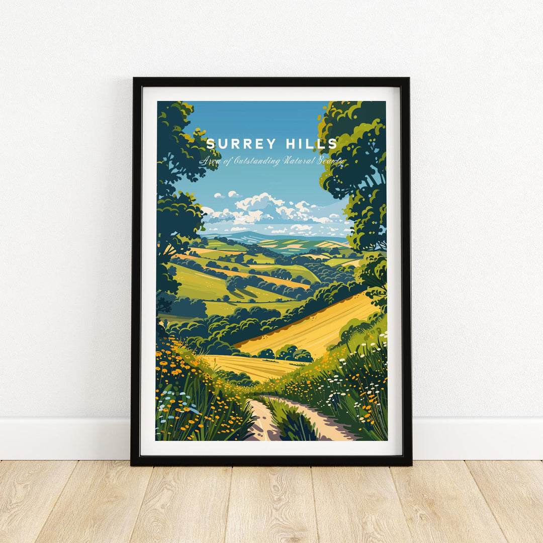 Surrey Hills Wall Art Print - United Kingdom Travel Poster