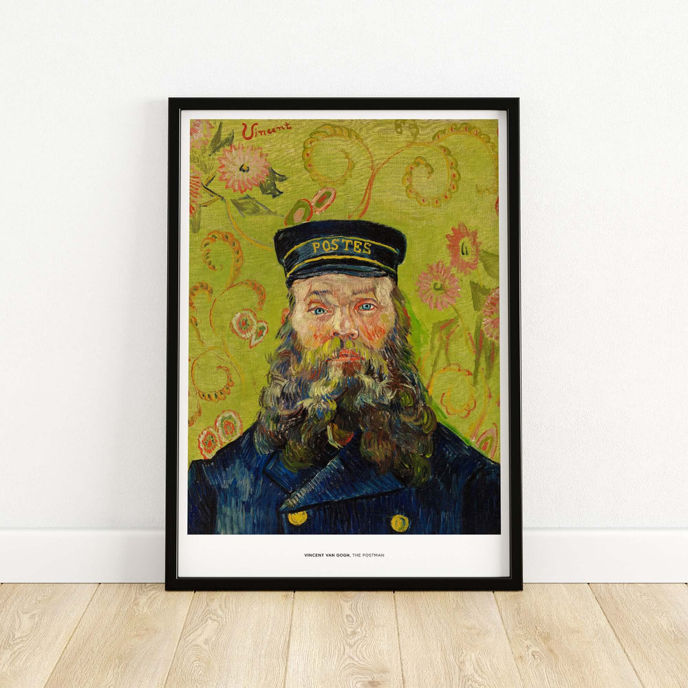 Vincent van Gogh 'The Postman' portrait wall art print with bold colors and expressive brushstrokes.