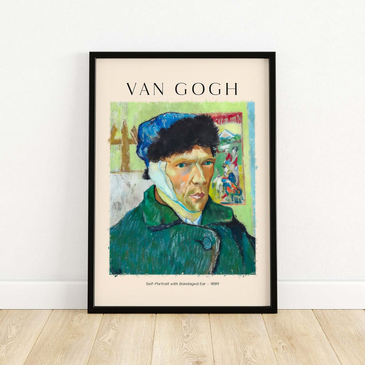 Vincent van Gogh Self-Portrait with Bandaged Ear 1889 art print poster, vibrant colors and detailed framing.
