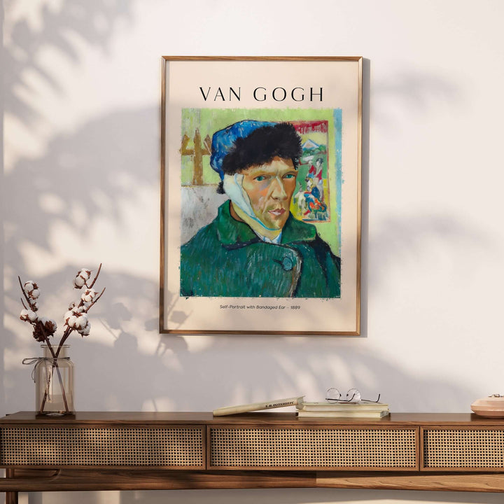 Vincent van Gogh Self Portrait with Bandaged Ear 1889 art print poster on wall decor.