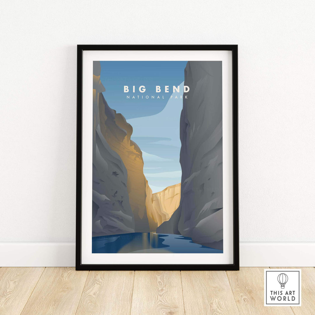Framed Big Bend National Park art print featuring minimalist design and natural landscapes.