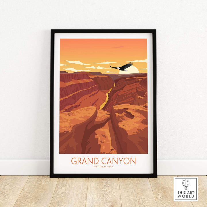 Grand Canyon National Park poster in minimalist style, featuring vibrant colors and serene landscape for stylish home decor.