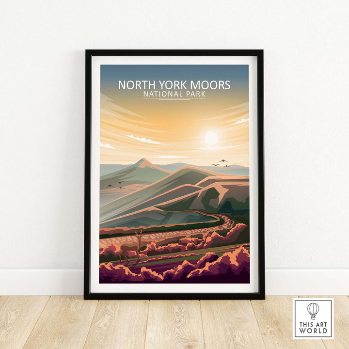 North York Moors National Park poster print, showcasing beautiful landscapes in a minimalist style.