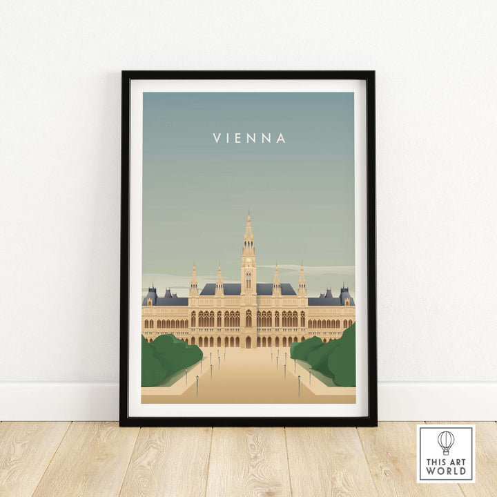 Vienna Wall Art Poster featuring a vintage-inspired illustration of a landmark, framed and ready for stylish decor.