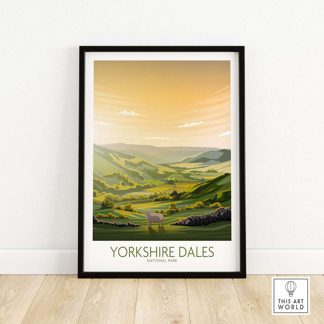 Yorkshire Dales National Park poster in minimalist style, showcasing beautiful landscapes and nature.