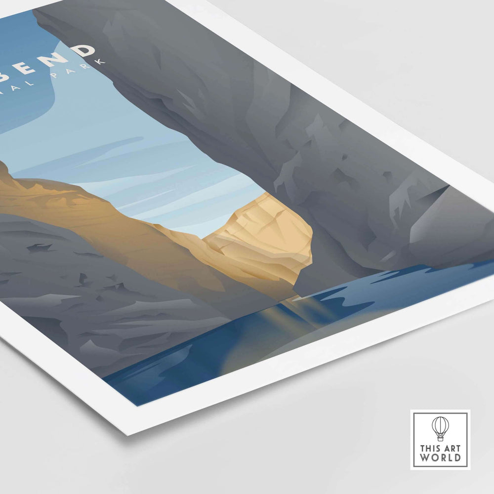 Minimalist Big Bend National Park art print featuring serene desert canyon landscape.