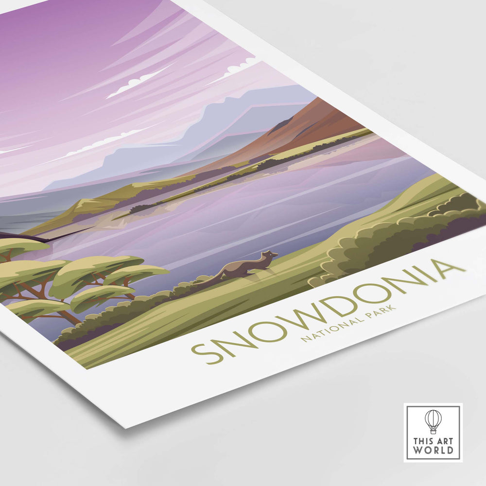 Minimalist Snowdonia National Park poster art print featuring scenic landscape and modern design.