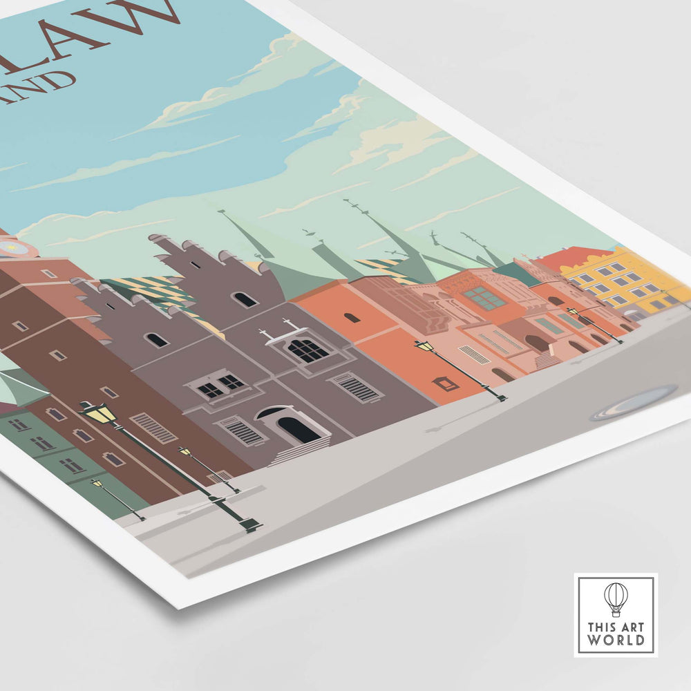 Wroclaw Poster Poland Print featuring iconic architecture and nostalgic design, perfect for home decor.