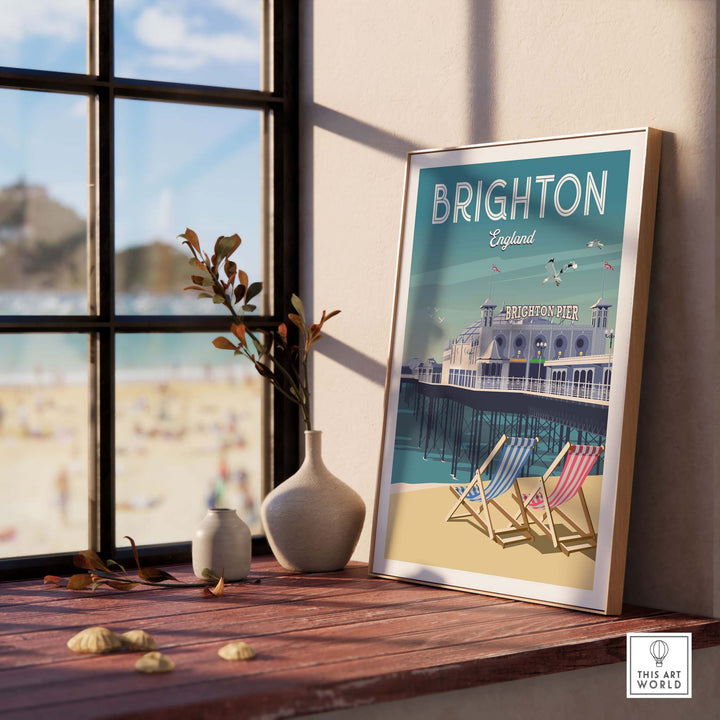 Brighton Wall Art Print featuring Brighton Pier, capturing the seaside charm of this iconic English resort.