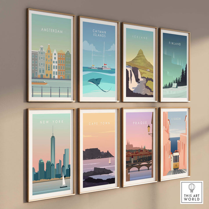 Amsterdam Print Wall Art Poster collection featuring vintage travel-inspired designs for home decor.