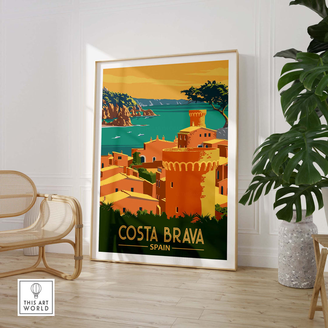 Costa Brava Print featuring vibrant colors and a coastal view, perfect for stylish wall art in home or office.