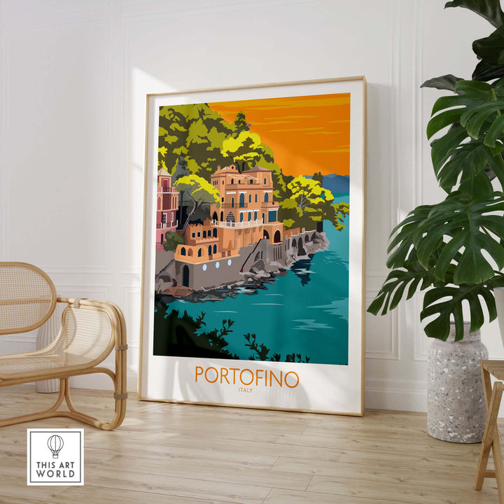 portofino print travel poster