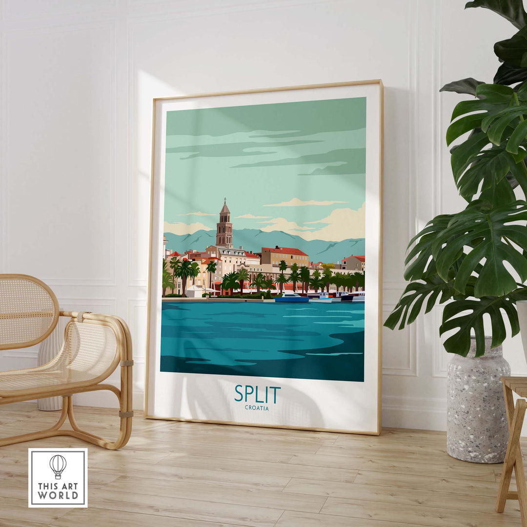 Split Croatia poster print featuring scenic views of the city by the sea, perfect for home decor inspiration.